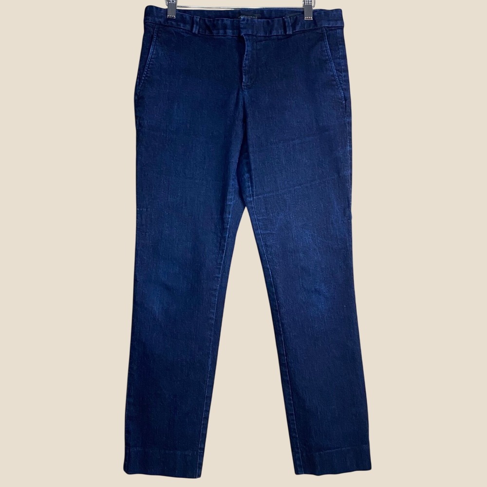 Banana Republic Ryan Trousers Women Sz 8 Dark Blue Denim Straight Leg Stretch
